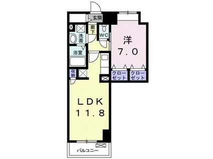 シティコア高崎(1LDK/6階)の間取り写真