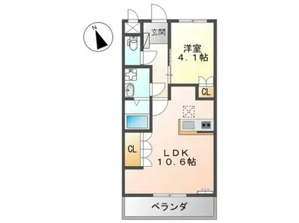 メルヴェーユ(1LDK/1階)の間取り写真