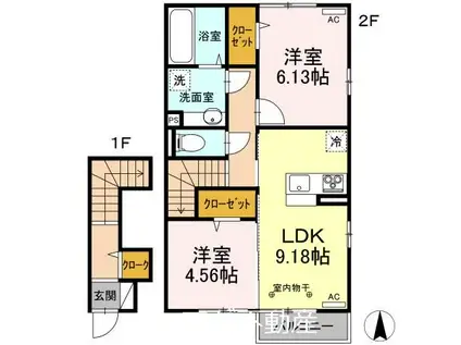 グランメールD(2LDK/2階)の間取り写真