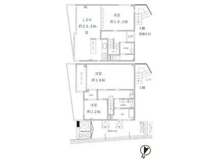 ビューテラス小日向(3LDK/1階)の間取り写真