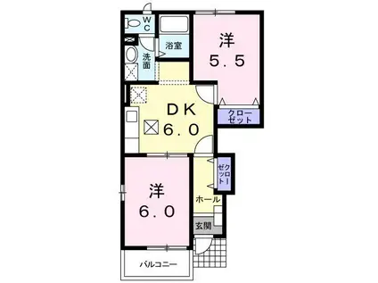 マロンII(2DK/1階)の間取り写真