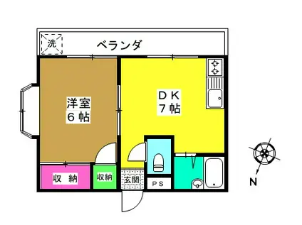 メゾン秀(1DK/2階)の間取り写真