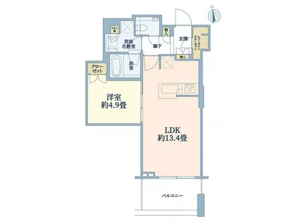富久クロスコンフォートタワー(1LDK/4階)の間取り写真