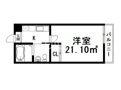 KAMO RIVER清水五条(1K/3階)の間取り写真