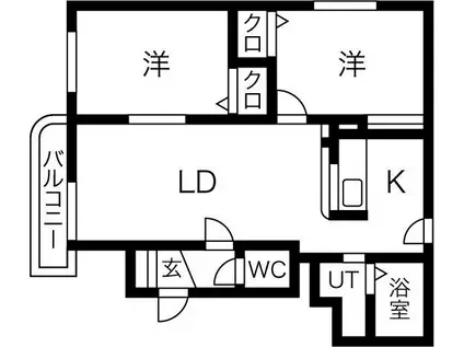 オードリーメール(2LDK/2階)の間取り写真