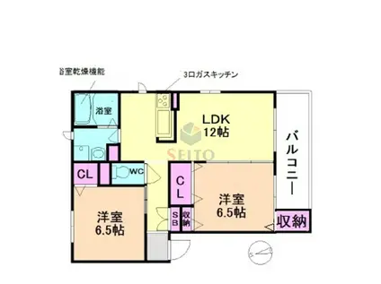 プリムベール豊中 1号館A(2LDK/1階)の間取り写真