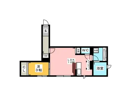 ジーヴォ横浜(1LDK/1階)の間取り写真