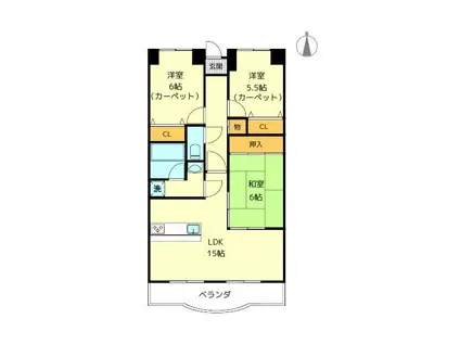 Mシティ盛南大橋(3LDK/3階)の間取り写真