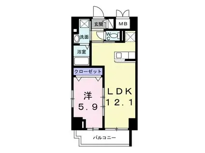 スアヴィス平塚八千代(1LDK/10階)の間取り写真