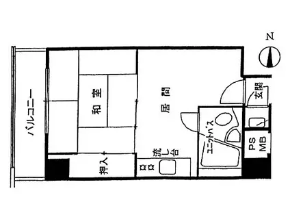 ドエル中島公園(1DK/2階)の間取り写真