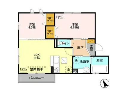 インペリアル(2LDK/1階)の間取り写真