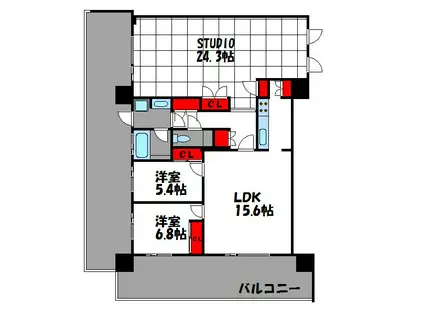THE LINDOS(2SLDK/3階)の間取り写真