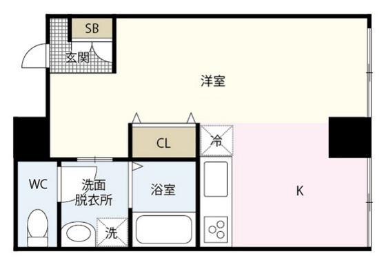 モンフレール(ワンルーム/2階)の間取り写真