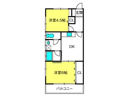 堀の内ハイツ(2DK/2階)の間取り写真