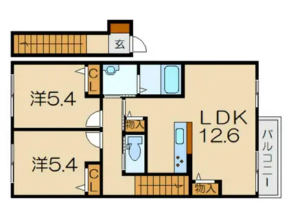 CASA千栄(2LDK/2階)の間取り写真
