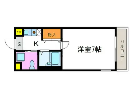 プルーリオン西桂(1K/2階)の間取り写真