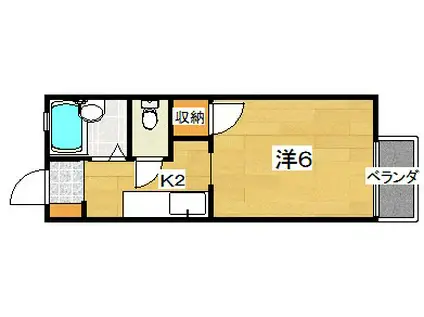 ラポール渚B棟(1K/2階)の間取り写真