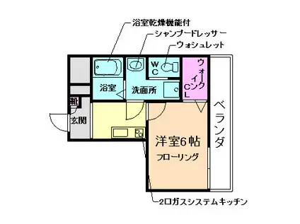 メルクマール石橋(1K/1階)の間取り写真