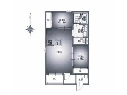 REGALEST GLOW金山(2LDK/2階)の間取り写真