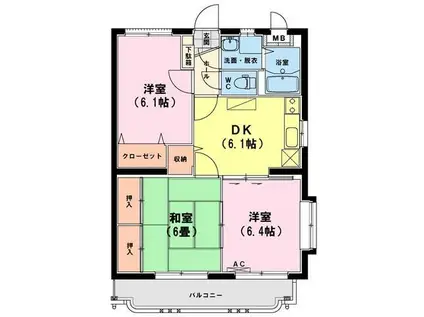 ユーミーいちまるV(3DK/1階)の間取り写真