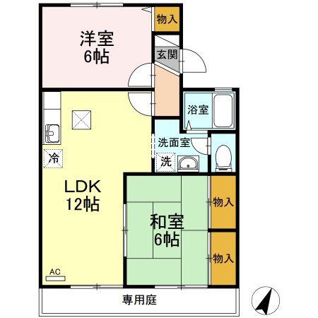 プリマベーラB棟(2LDK/1階)の間取り写真