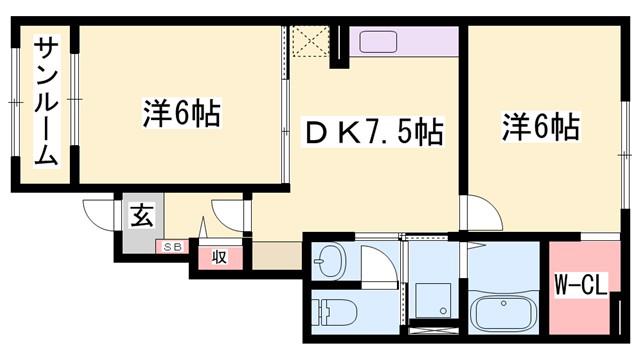 ルーチェ カーサII(2DK/1階)の間取り写真