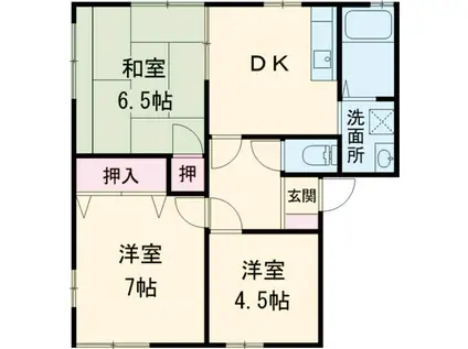 ベイ・フィオーレC(3DK/2階)の間取り写真