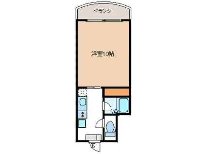PLAZA寺町II番館(1K/3階)の間取り写真