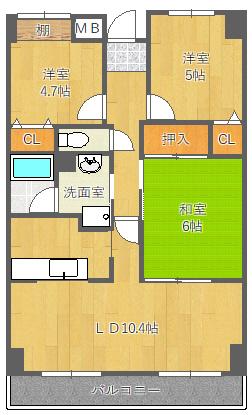 ヴィオラ千里(3LDK/5階)の間取り写真