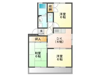 グリーンヴィレッジ牛川(3DK/4階)の間取り写真