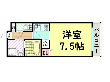 グランシス難波西(1K/7階)の間取り写真