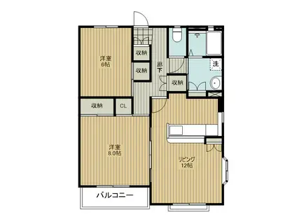 クラフトK(2LDK/1階)の間取り写真