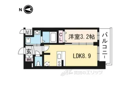プレサンスTHE KYOTO 粋都(1LDK/4階)の間取り写真