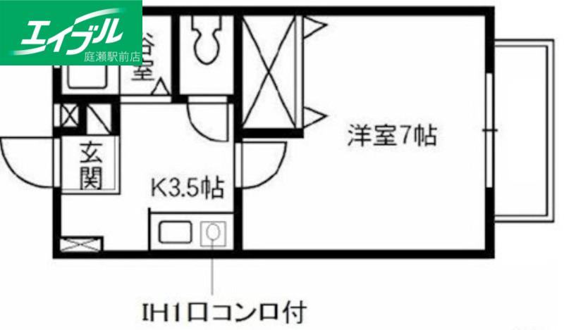 リビエール倉敷A棟(1K/2階)の間取り写真