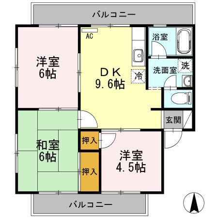ブランシェ中須(3DK/3階)の間取り写真