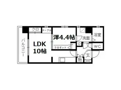 ウイリアムヒルズ浜松(1LDK/8階)の間取り写真