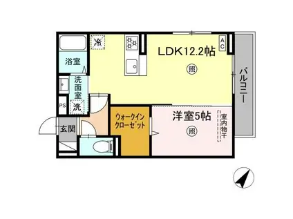 シャローム城原(1LDK/3階)の間取り写真