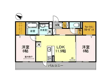花水木III(2LDK/3階)の間取り写真