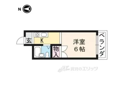 ラ・フォンテ御所西(1K/2階)の間取り写真