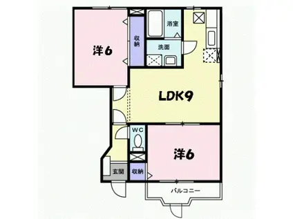 サニーヒル大歳B(2LDK/1階)の間取り写真