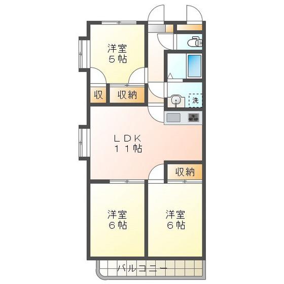 高茶屋 豊城(3LDK/2階)の間取り写真