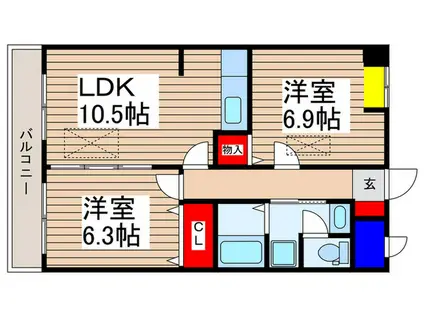 ヴァン・リュイール(2LDK/1階)の間取り写真