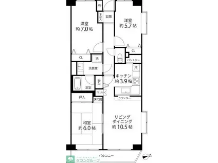 TS GARDEN横浜岸根公園(3LDK/4階)の間取り写真