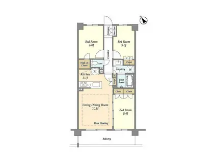 センチュリー尾山台グレイス(3LDK/5階)の間取り写真