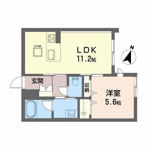 THE HEAVEN(1LDK/1階)の間取り写真