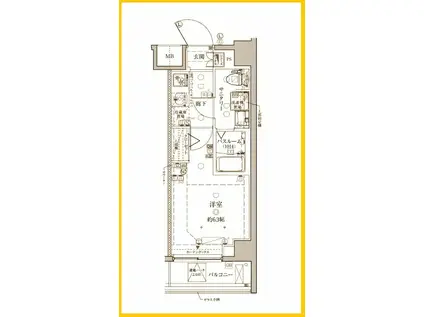 CREVISTA横浜綱島(1K/1階)の間取り写真