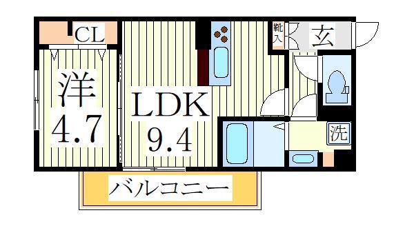 ブラウ天王台(1LDK/3階)の間取り写真