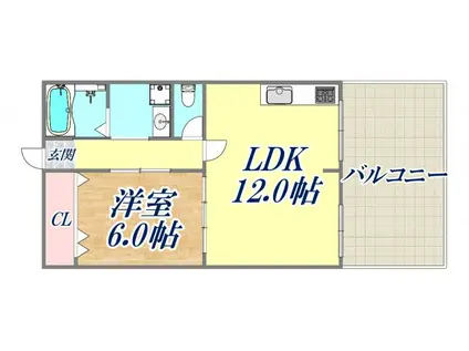 苦楽園エコーハイツ(1LDK/3階)の間取り写真
