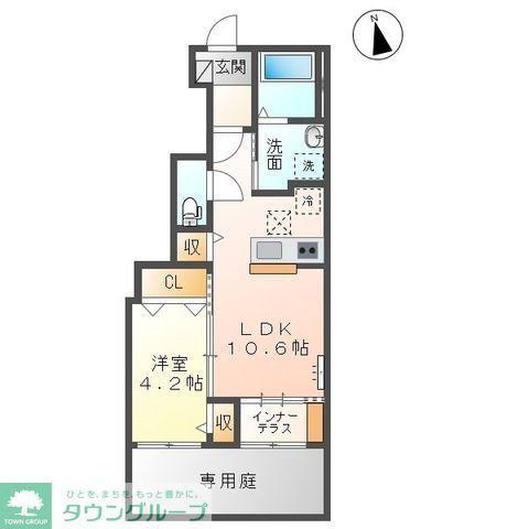 ソランジュ(1LDK/1階)の間取り写真