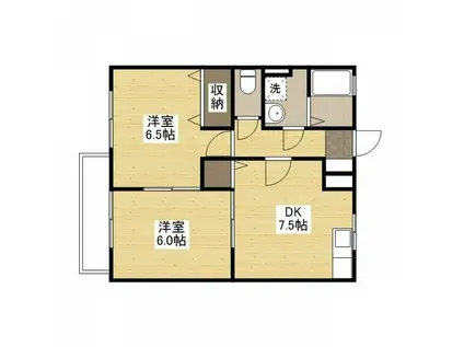 フィア ヤーレス ツァイテン II(2DK/1階)の間取り写真